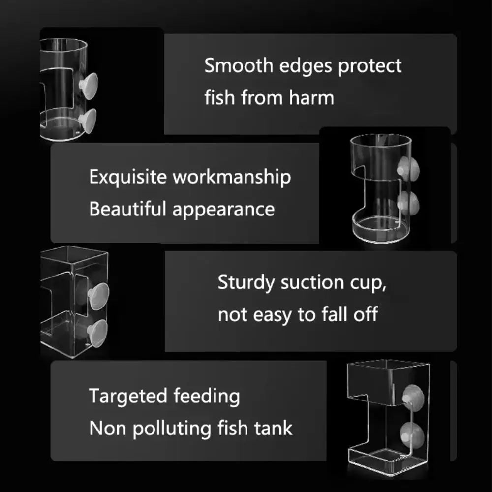 Acrylic Aquarium Feeders Ring Transparent Suction Cup Fish Tank Food Dispenser Fixed-Point Durable Floating Food Tray Feeder Oasis Select