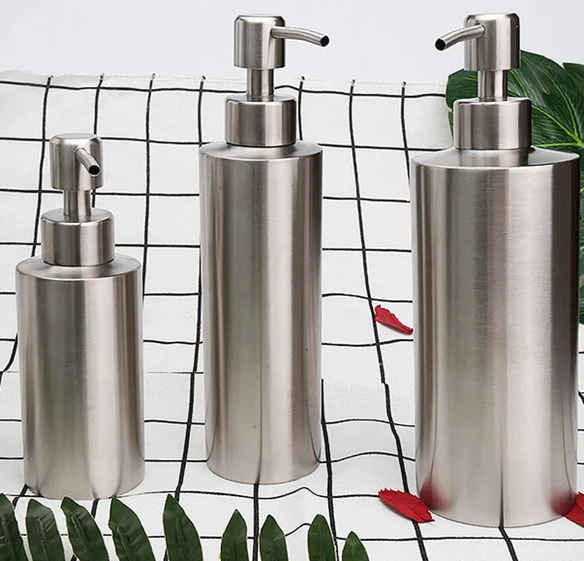 Liquid Soap Dispenser Bottle Gel Bottle 304 Stainless Steel Silver Rose Gold Lotion Pump Hand Soap Kitchen Bathroom Dispenser Oasis Select