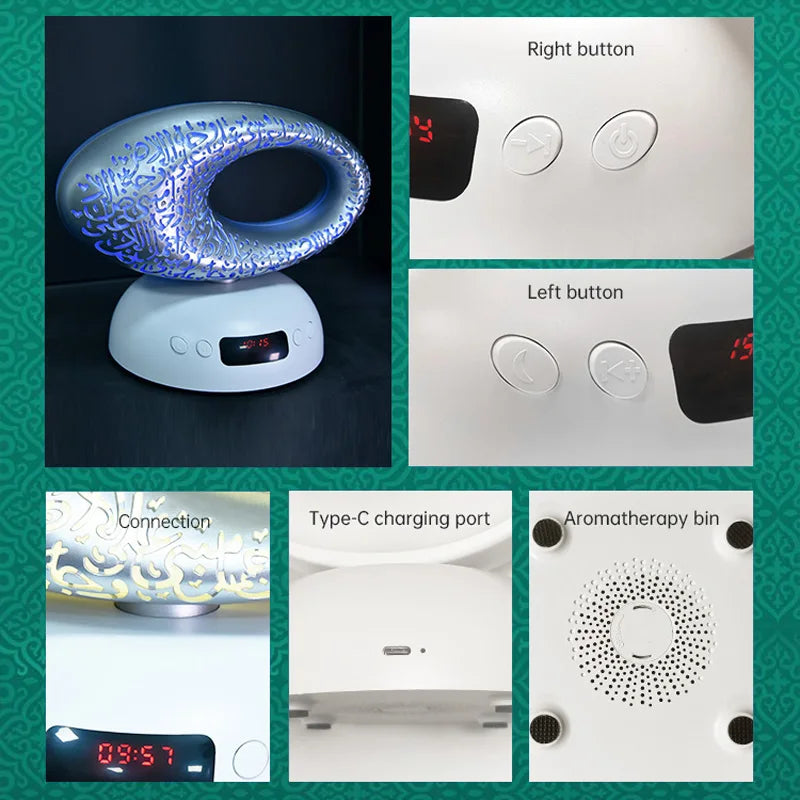 Azan Clock Quran Bluetooth Speaker & LED Night Light | AyeBeau