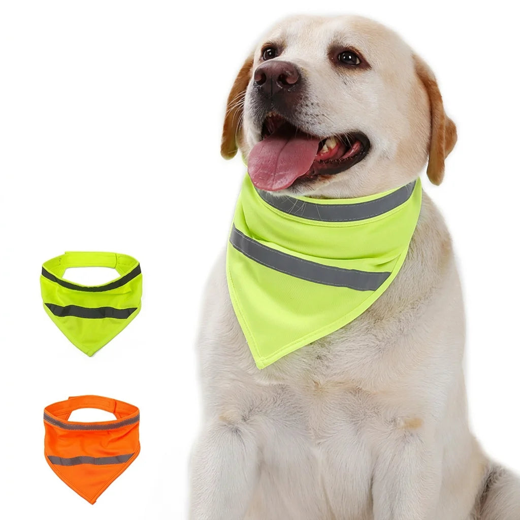 Dog Reflective Bandanas Pet Triangular Towel Scarf Bright Color Polyester Bib Oasis Select Green-S