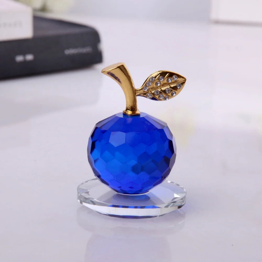 3D Crystal Apple Ornament Diamond Apple Craft Souvenir Home Living Room Desktop Decoration Car Ornaments Fruit Figurines Gift Oasis Select Blue