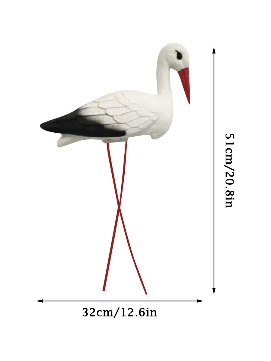 White Crane Outdoor Garden Decoration Simulation Of Small Rockery Pond Landscaping Outdoor Garden Plastic Decoration Crafts Oasis Select AS SHOW One Size