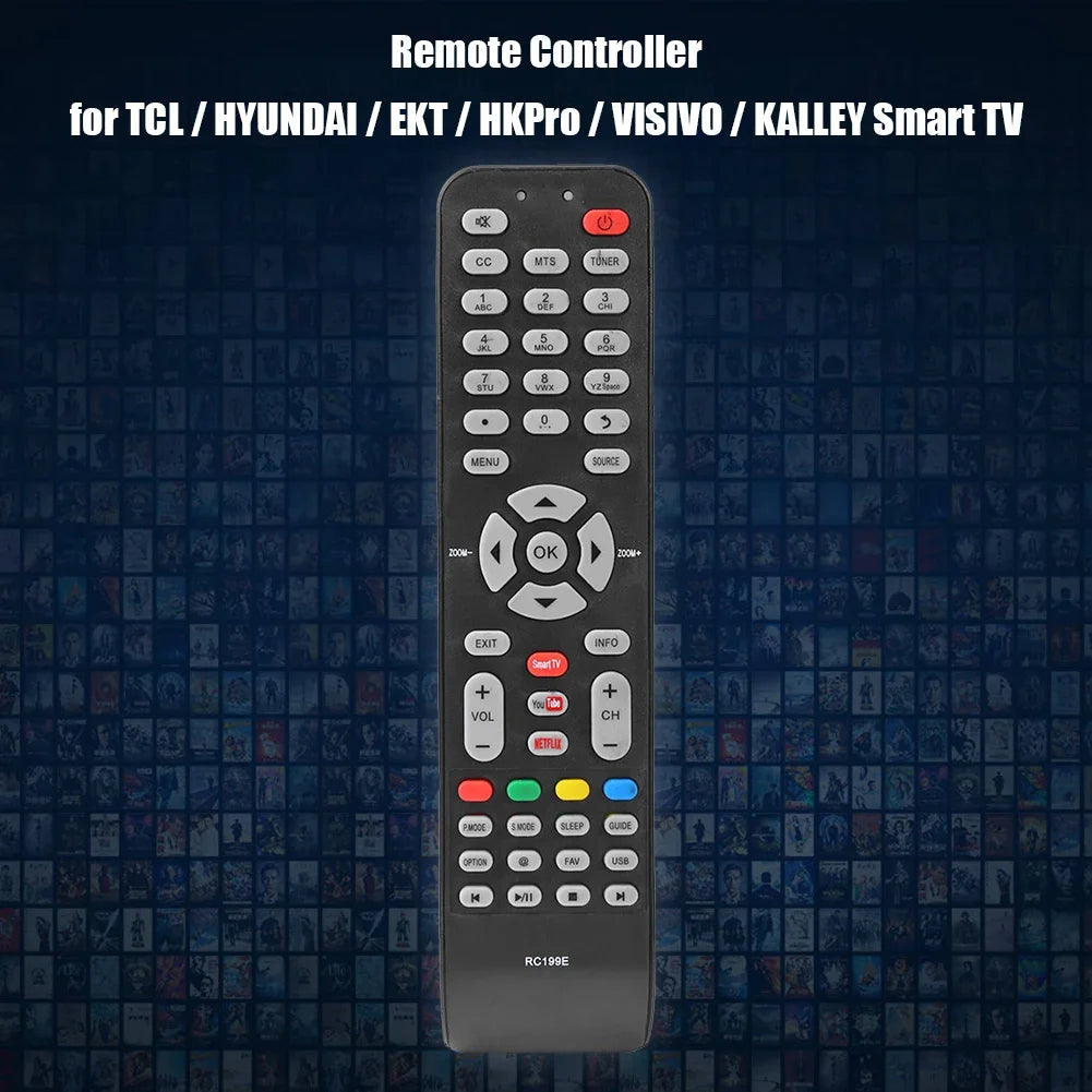 Plastic Television Remote Control Replacement Parts Smart Television Remote Control Accessories for TCL/HYUNDAI/EKT/HKPro/VISIVO Oasis Select