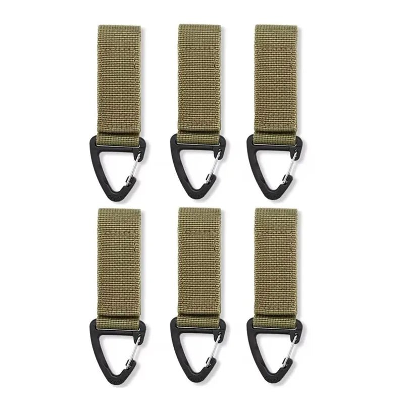 3/6/9PCS Nylon Hang Buckle Strap Outdoor Carabiners Tactical Buckle Belt Clips Keychain Camping Hanging Hooks Camping Tool Oasis Select 6pcs khaki