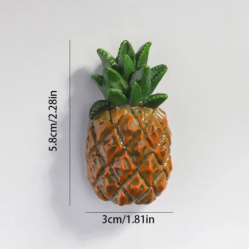 Creative Fridge Magnet Decor 3D Cute Cartoon Fruit Message Board Refrigerator Magnet Sticker for Kids Toy Gift Home Decoration Oasis Select pineapple
