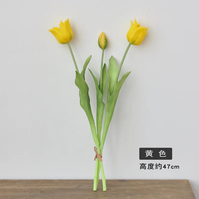 Real Touch Artificial Tulips High Quality Luxury Silicone Fake Flowers for Home Wedding Decoration Bride Bouquet Elegant Decor Oasis Select Yellow