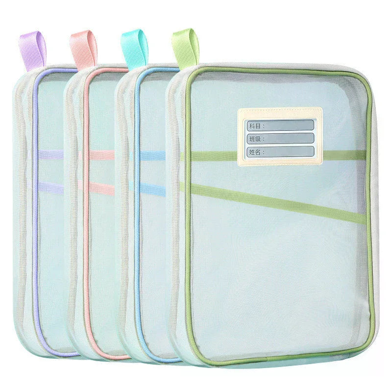 A4 Stationery Storage Bag Double-layer Mesh Zipper Bag Large Capacity Organizer Folders School Office Supplies Stationary Bag Oasis Select