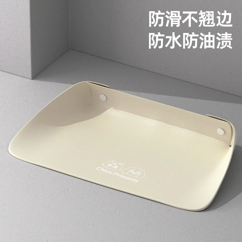 Leather Pet Placemat, Cat Bowl Mat, Semi-enclosed Thickened Anti-slip, Waterproof and Oil-proof Cat and Dog Mat Oasis Select apricot 45x30cm