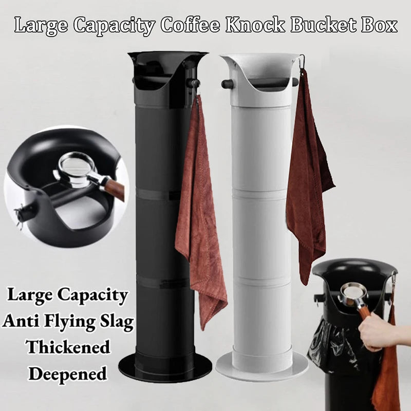 Large Capacity Coffee Knock Bucket with Towels Standing Tall Espresso Coffee Grounds Container Floor Collector Trash Can Oasis Select