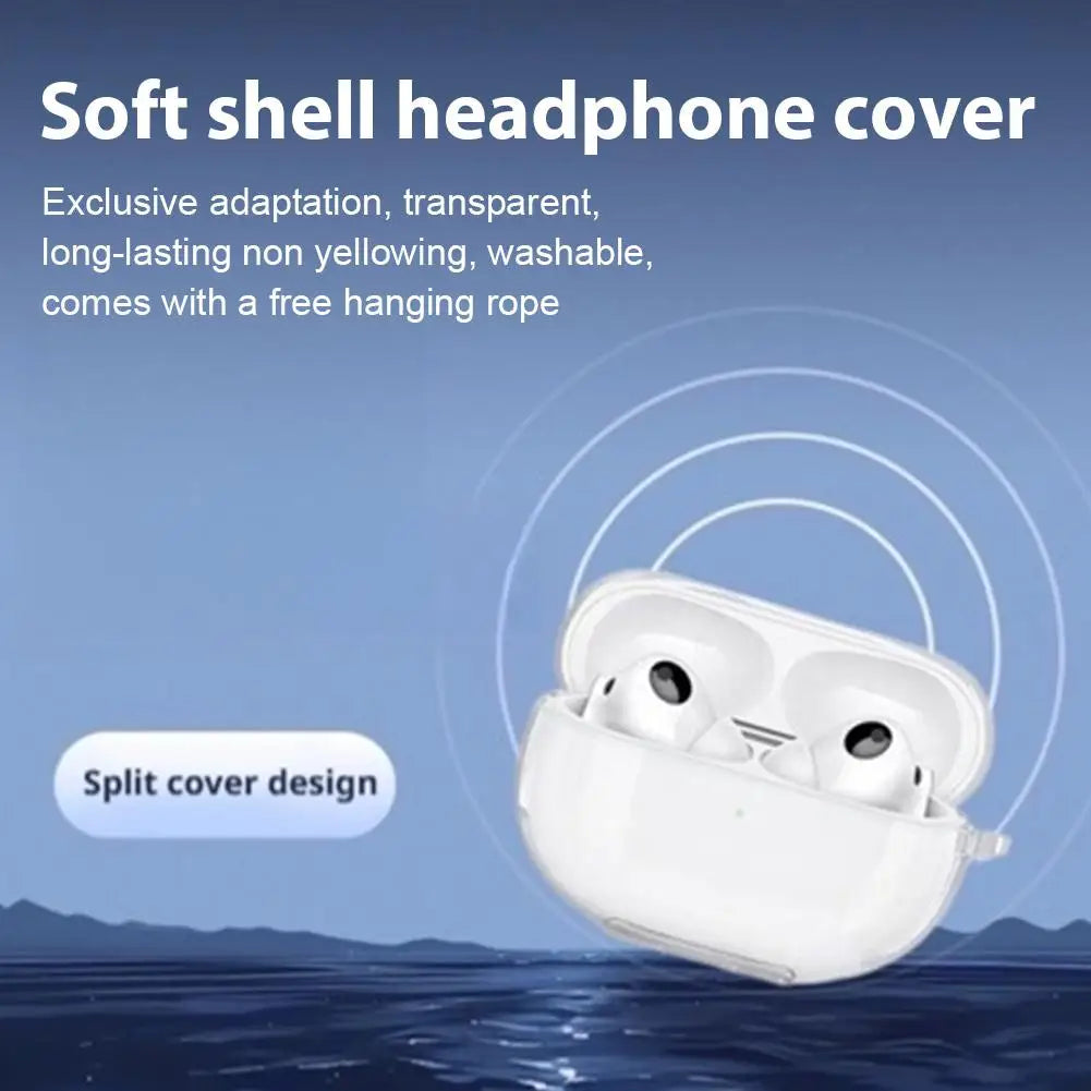 Soft Transparent Headphone Cover For Air Pods 4 TPU Protective Cover With Hook Strap Shockproof Anti Scratch Earphone Cover Oasis Select