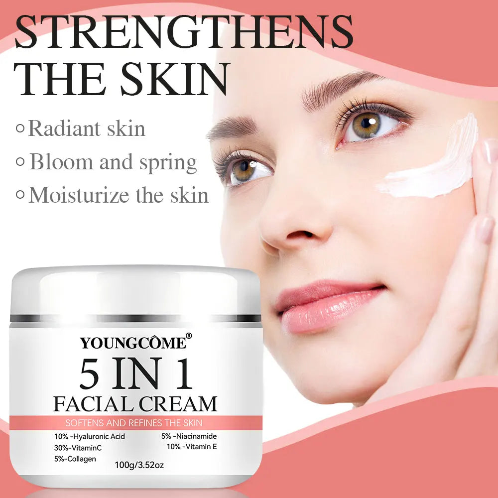 5 In 1 Fade fine lines Firming Face Serum Moisturizing brightning Vitamin C Hyaluronic Acid Facial Serum Shrink Pores Skin Care Oasis Select