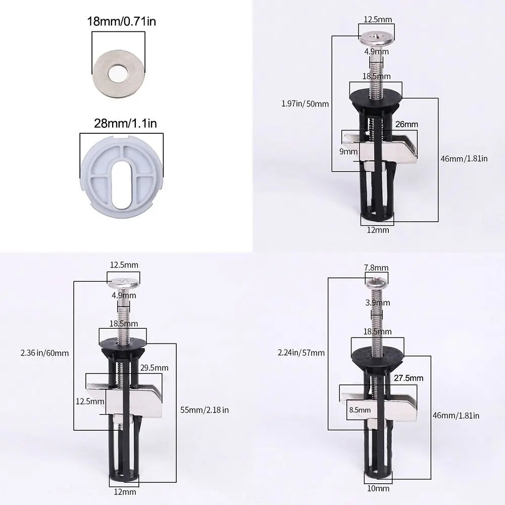 2Pcs Heavy Duty Toilet Seat Fastener Bolt Kit Universal Stainless Steel Toilet Seat Bolts Expansion Screw Oasis Select
