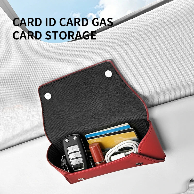 Car Sun Visor Glasses Case | Magnetic Leather Organizer