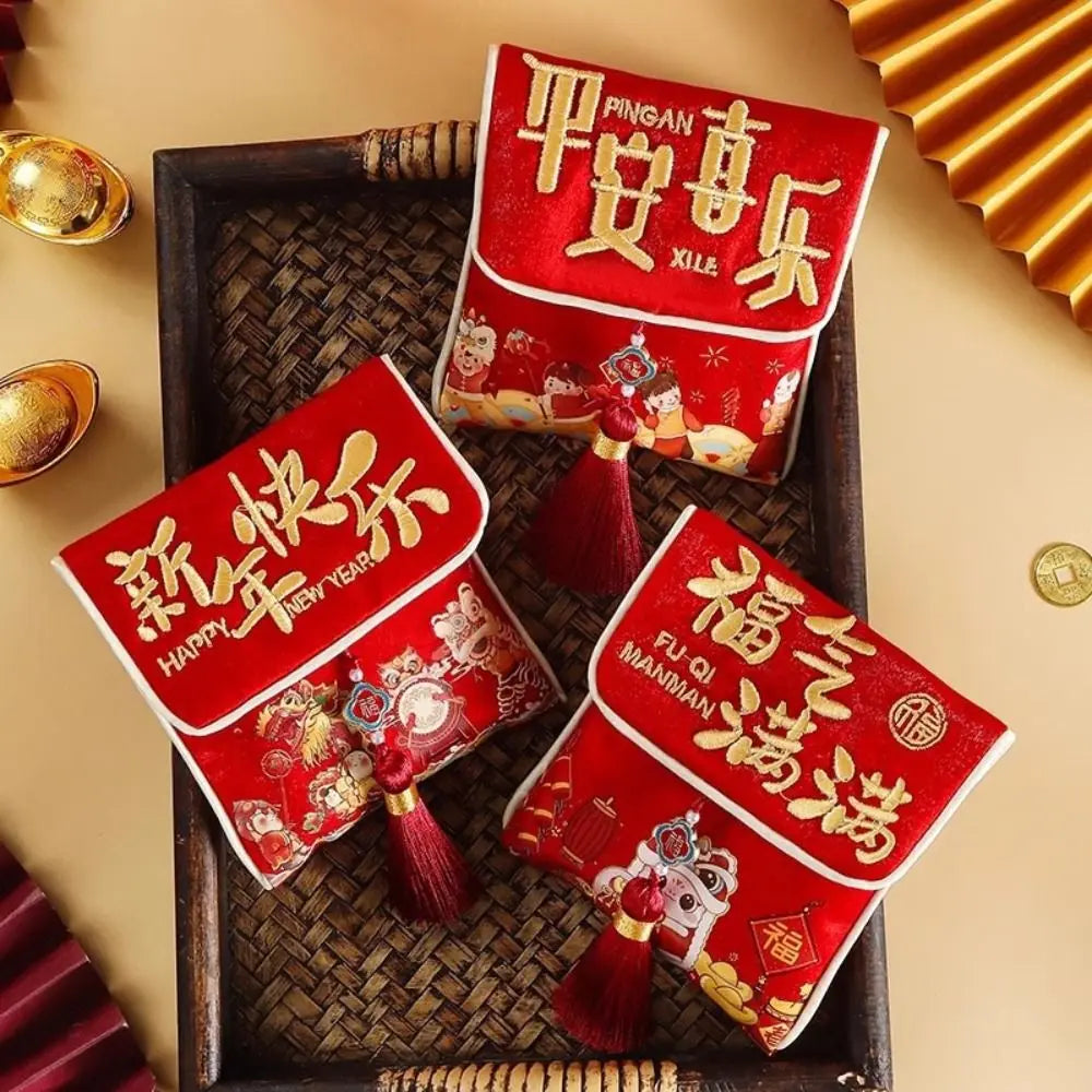 Portable Traditional New Year New Year Pocket Bag Good Lucky Blessing Cloth Lucky Money Bag Gift Bags Spring Festival Oasis Select