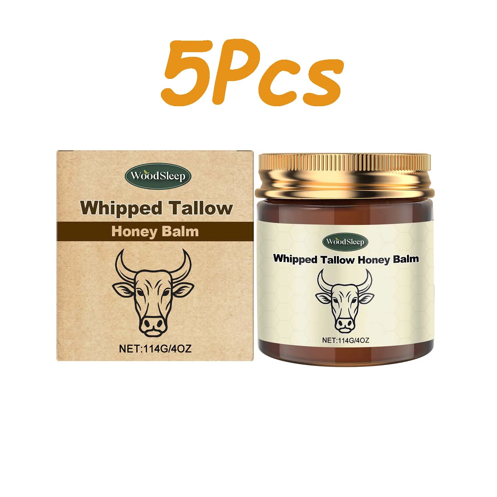 Tallow Honey Balm Nourishing Firming Repairing Dry Skin Moisturizing Non-Greasy Body Cream Lightweight Smooth & Silky Skin Care Oasis Select 5 x 114g Boxed