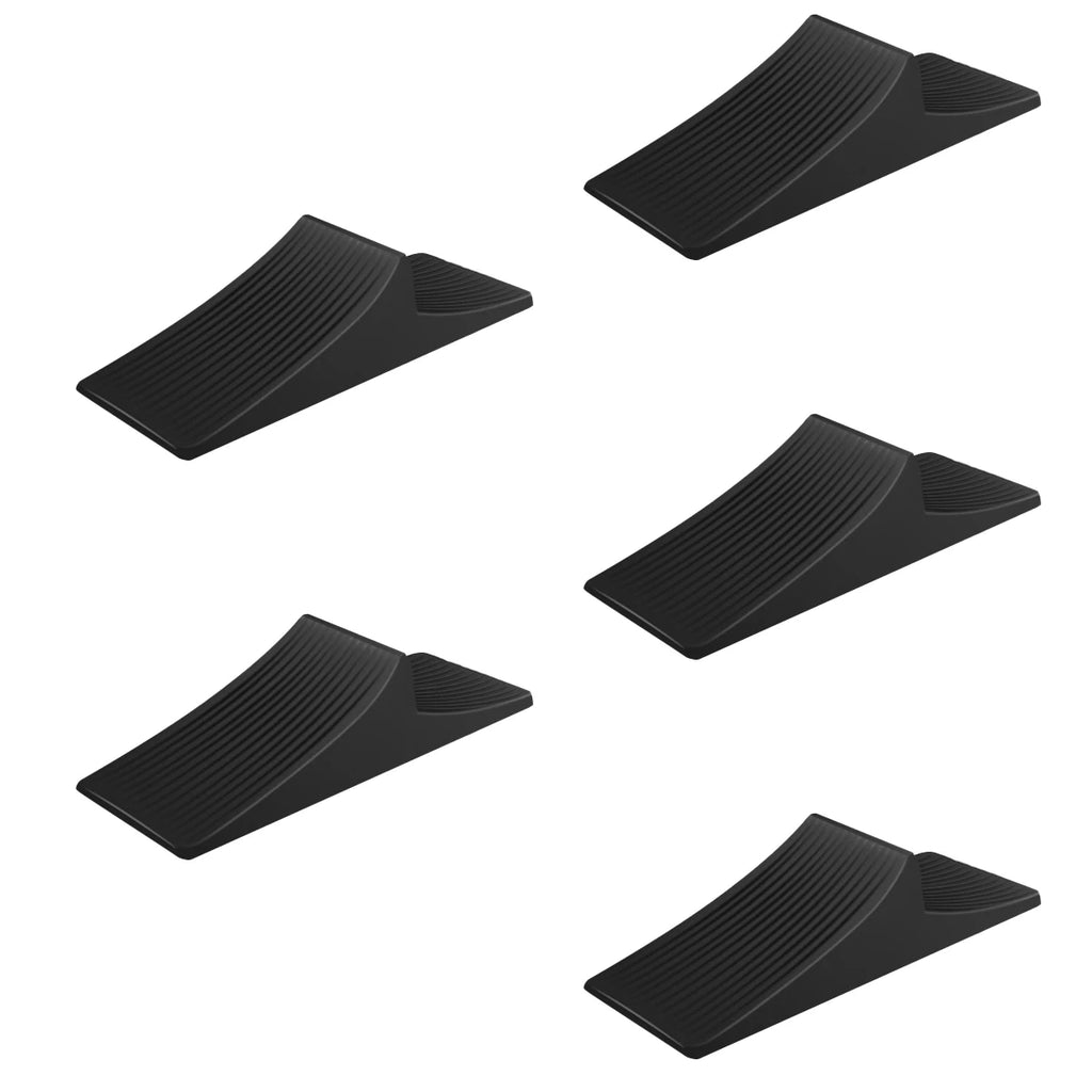4/5/6 PCS Heavy Duty Rubber Door Stops Black Wedge Door Stoppers for Bottom of Door, Sturdy Non-Slip Floor Protectors, Stackable Oasis Select Black-5pcs