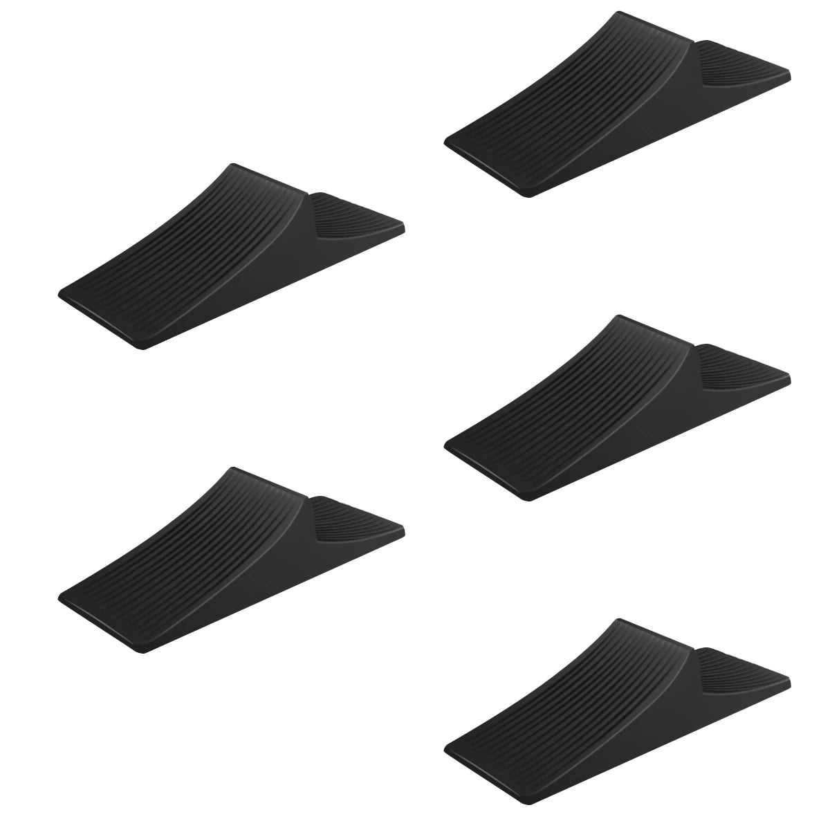 4/5/6 PCS Heavy Duty Rubber Door Stops Black Wedge Door Stoppers for Bottom of Door, Sturdy Non-Slip Floor Protectors, Stackable Oasis Select Black-5pcs