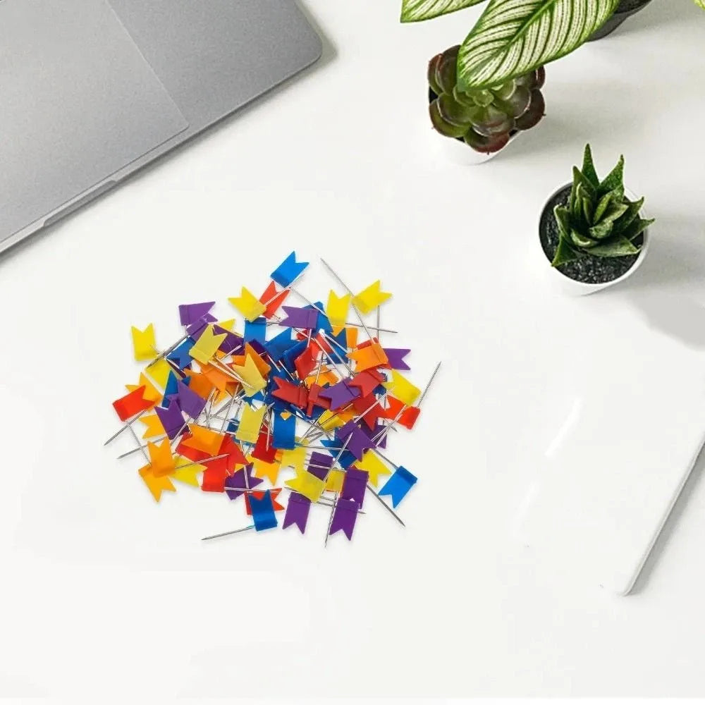 100pcs/box Bright Colors Colored Push Pins Easy Insert Reliable Material Drawing Tacks Stable Fixing 100 Pieces Box Oasis Select