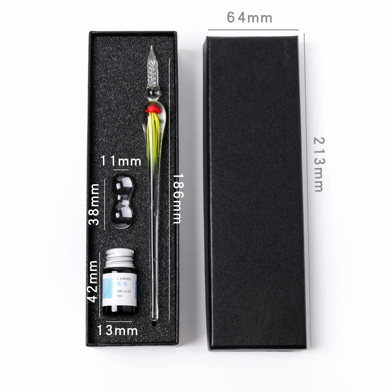 Jellyfish Dip Pen Three-Piece Glass Pen Set Sign Pen Crystal Student Glass Pen Stationery Gift Pen Oasis Select 6