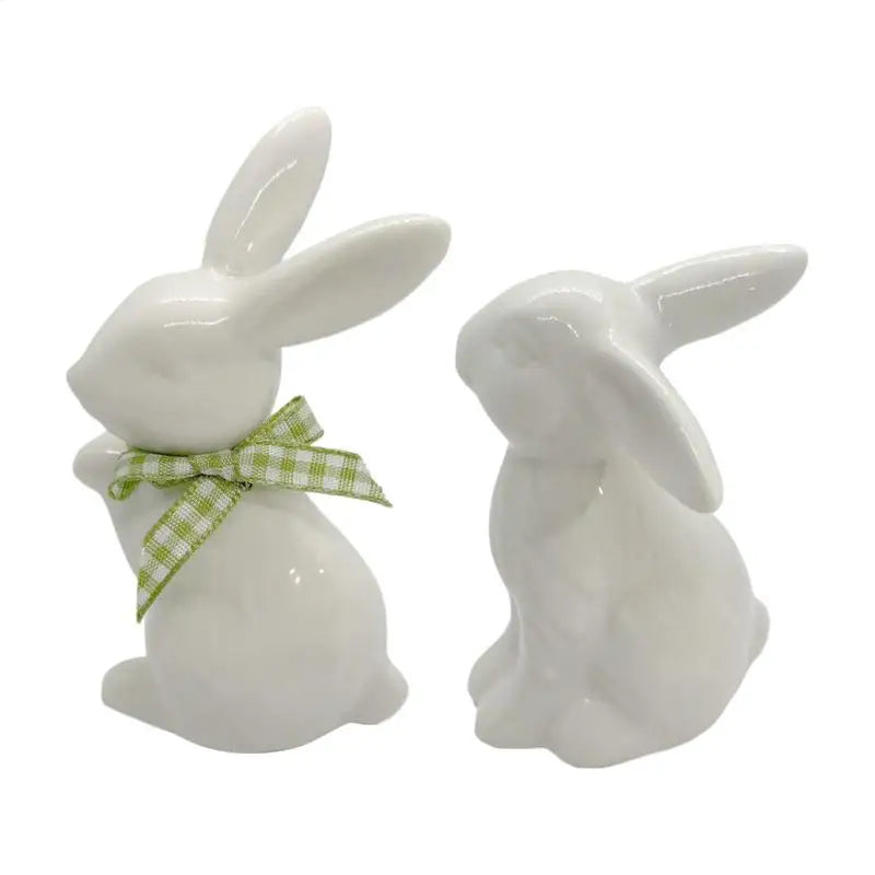 Easter Bunny Ceramics Figurines Porcelain Holiday Rabbit Decoration Sculpture Easter Bunny Sculpture Desk Ornament for Dining Oasis Select