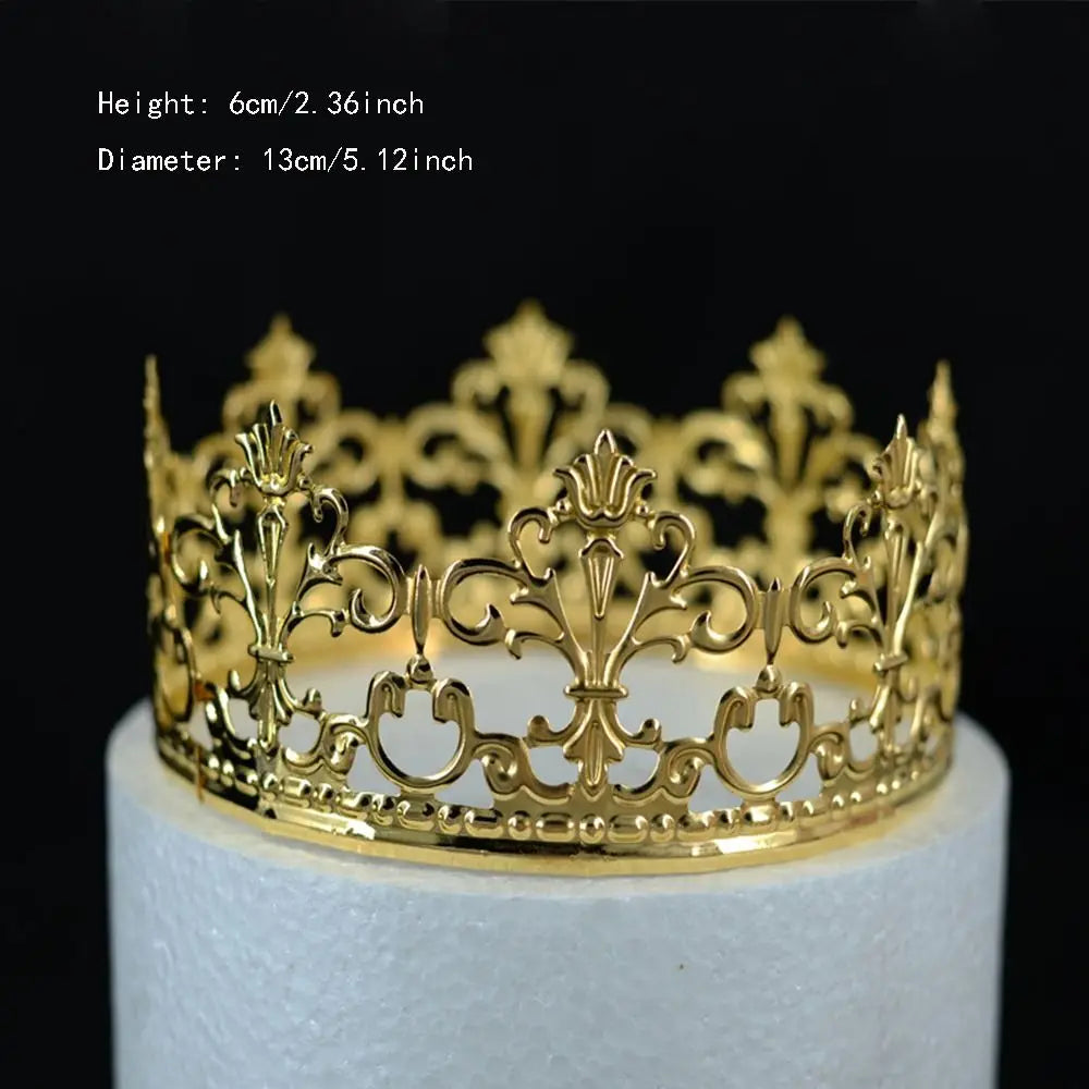 Boys White Wedding Party Bridal Accessories For Children Jewelry Crowns Baby Crown Cake Topper Hair Crowns Party Crowns Oasis Select gold-13cm