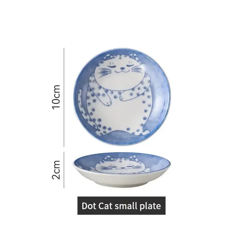 Ceramic Sauce Dishes Sushi Plate Tableware Japanese Style Dessert Creative Cute Cartoon Lucky Cat Pattern Spice Plate Oasis Select 1pc Style A 2x10cm