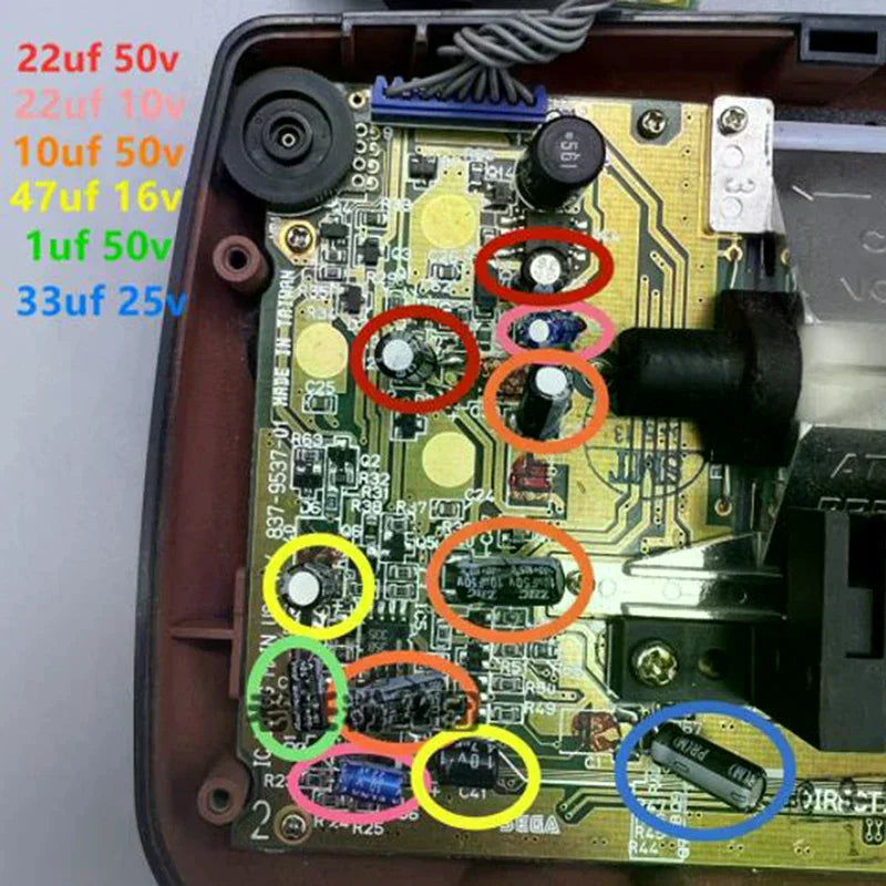 Capacitors For Sega Gamegear Gg Motherboard Capacitors Repair Replacement Oasis Select