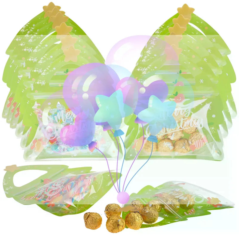 30Pcs Christmas Treat Bags, Elk Ziplock Goodie Bag, Resealable Xmas Tree Gift Bags, Elk Shaped Clear Cute Ziplock Bag For Candy, Oasis Select