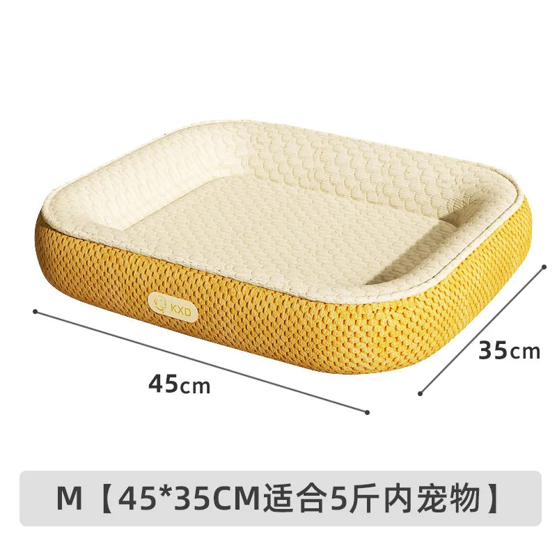 Ice Bean Cooling Dog Bed - Summer Cool Pet Mat for Cats & Dogs, 4 - Season Universal, Car & Home Use Oasis Select M Yellow