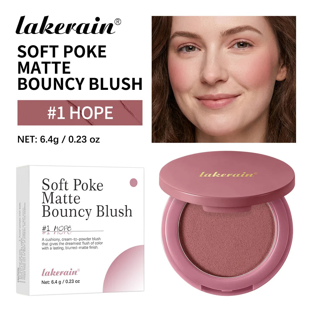 New Matte Blush Cream to Powder Cushiony Bouncy Texture Long Lasting Natural Flush Brightens Face Complexion Woman Makeup Oasis Select Color 1