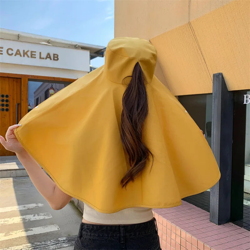 Women‘s Summer Sun Protection Hat with Face Cover Neck Flap Shoulder Cape Wide Brim UV Blocking for Outdoor Hiking Cycling Oasis Select