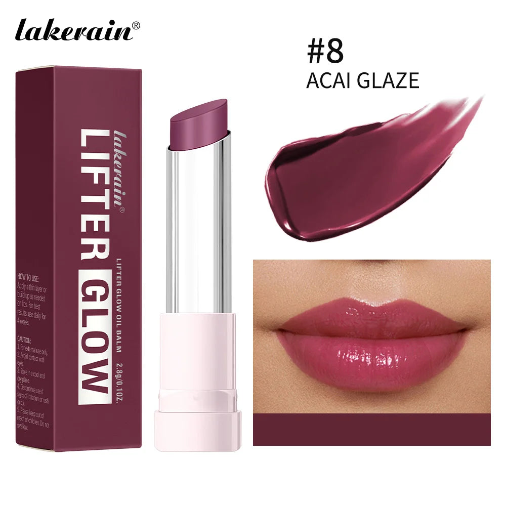 Lakerain Glow Oil Balm Long-lasting Moisturizing Lip Oil Balm Smooth Moisturizing Daily Lips Care Pink Natural Cosmetics Makeup Oasis Select 8 ACAI GLAZE