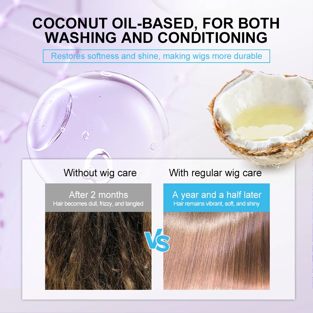 PURC Wig Shampoo And Conditioner Kit Coconut Oil Smoothing Shiny Hair Care Products for Wigs Women Oasis Select