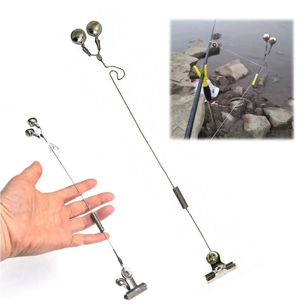 Fishing Rod Alarm Bell – Double Metal Bells & Spring Clip
