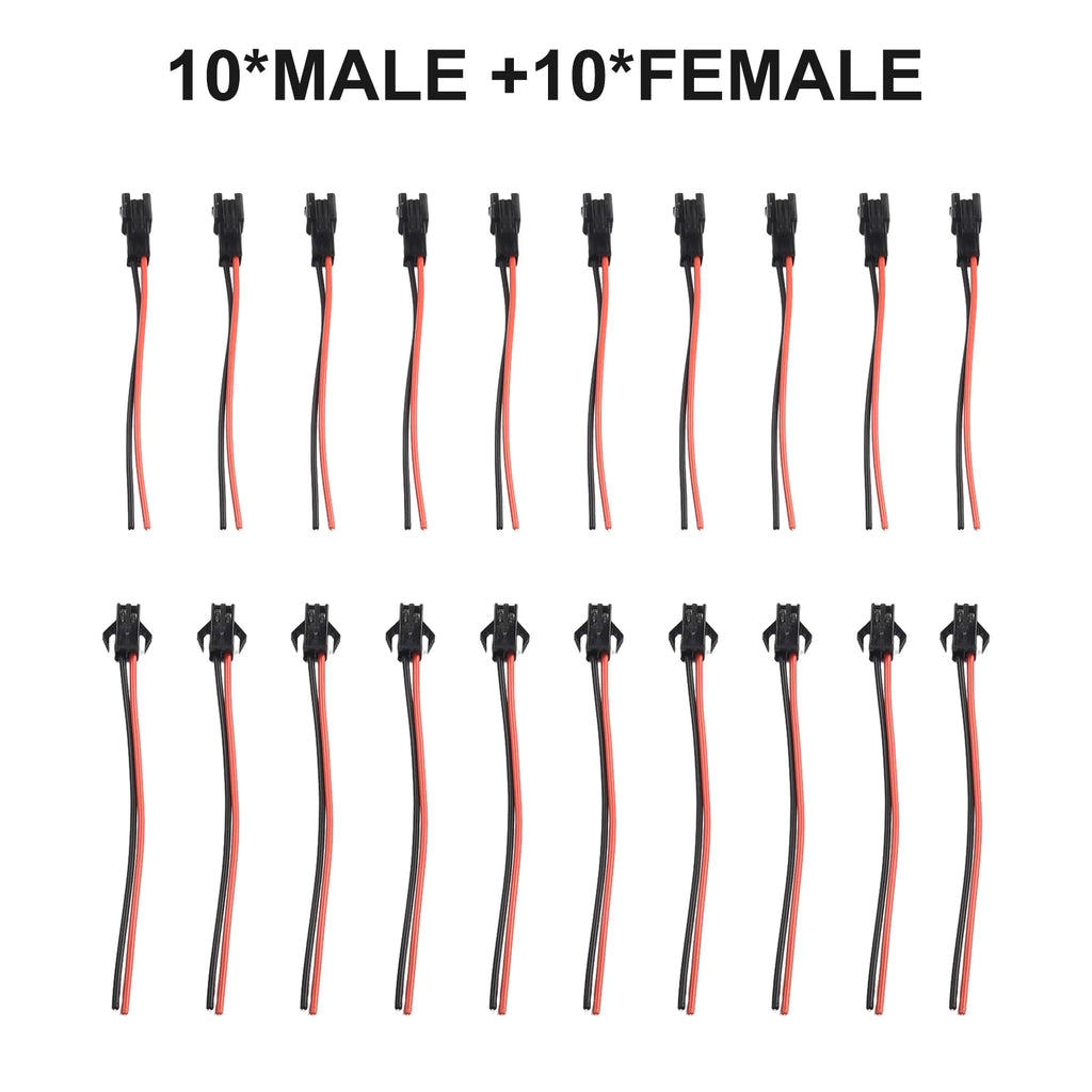 2.54mm SM 2-Pin Connector Cables for LED Strips – 5 or 10 Pairs LED Connector Cable Oasis Select 10pairs