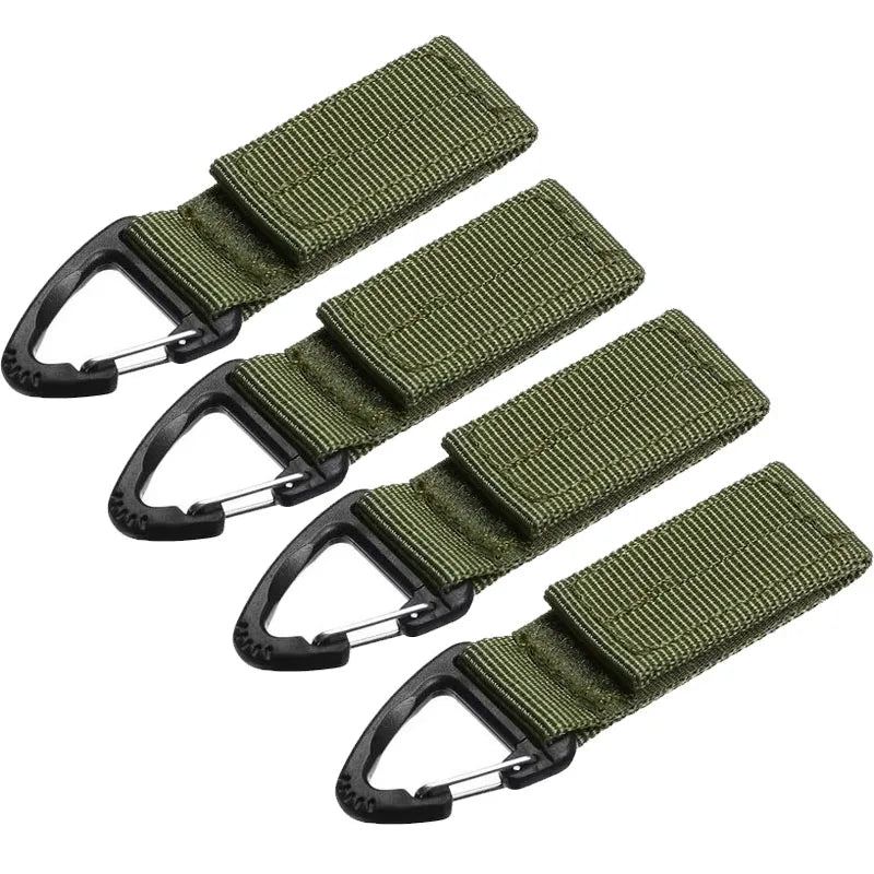 2/4Pcs Tactical Hanging Key Hook Clip Clamp Buckle Nylon Webbing Molle Belt Carabiner Outdoor Strap Climbing Accessories Oasis Select Green 4pcs