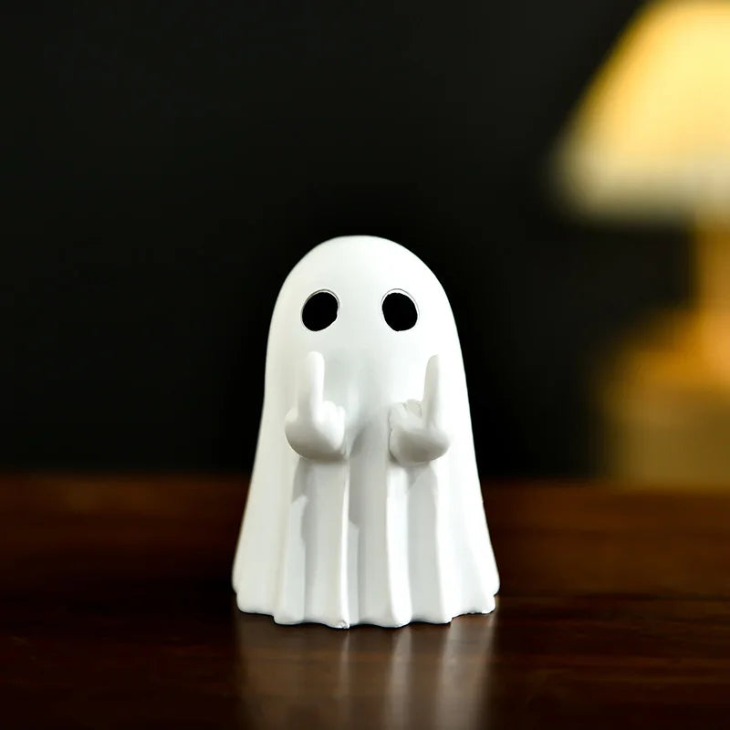 Halloween Cute Ghost Decoration Creative Middle Finger Table Ornament Artifact Gift Home Accessories Oasis Select