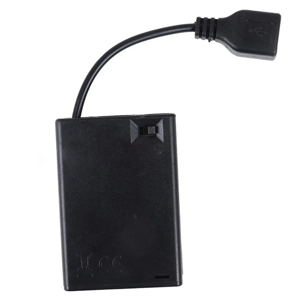 3XAA Battery Case with Cover and Switch Connected to USB Female Connector USB Female Socket Battery Holder Oasis Select