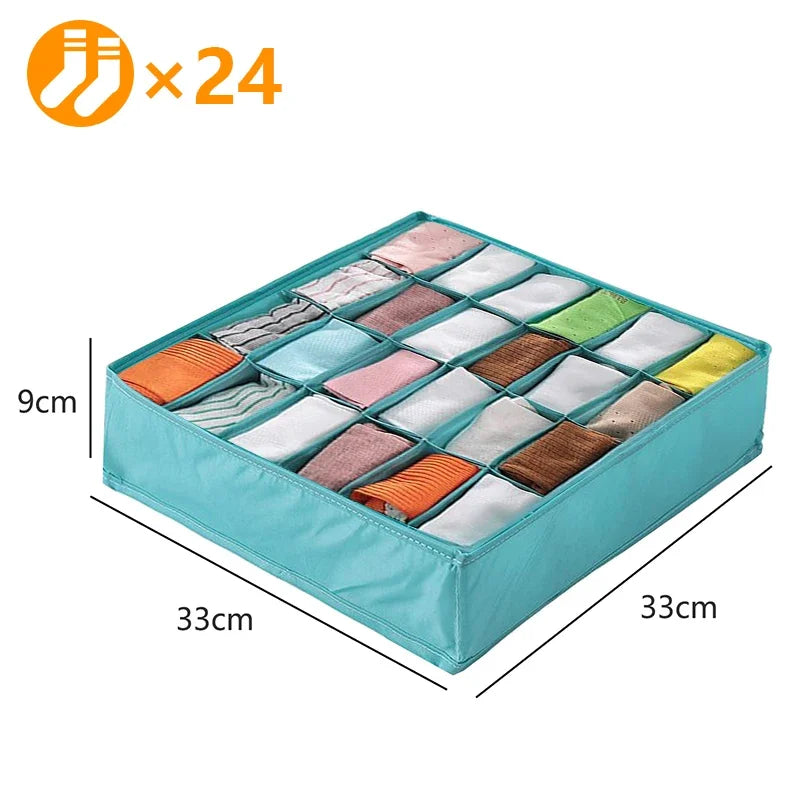 Sports Bra Underwear Organizer Storage Box Panties Socks Storage Boxes Wardrobe Clothes Organizer Cabinet Drawers Separator Box Oasis Select 24grids-green
