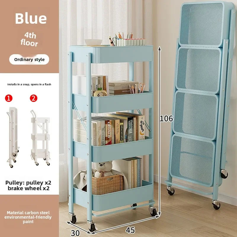 Multi-functional trolley rack household folding multi-layer carbon steel storage rack Oasis Select