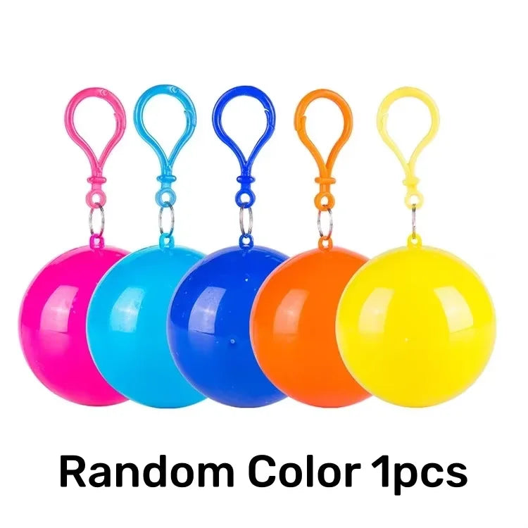 New Portable Disposable Raincoat Keychain Compression Ball Pocket Ball Outdoor Adult Travel Hangable Poncho Camping Gear Oasis Select Random Color