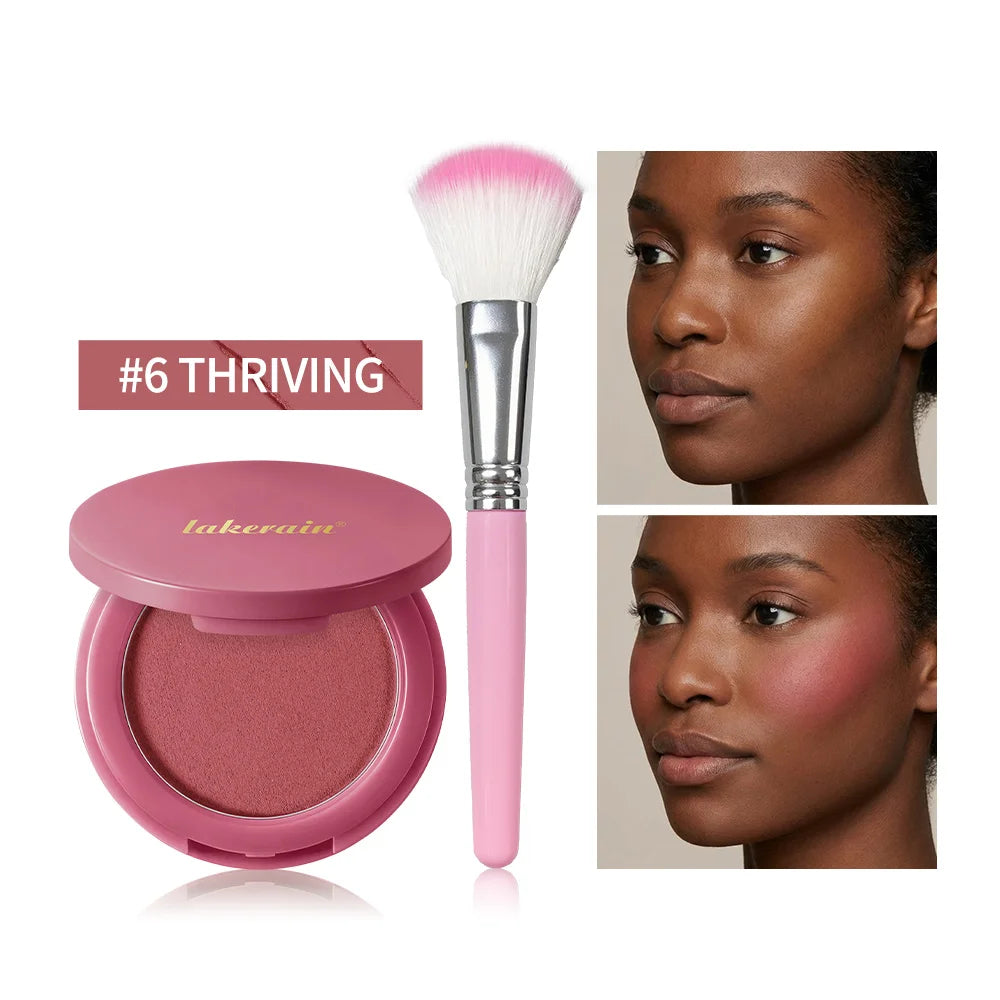 Matte Bouncy Face Blusher and Brush Long Lasting Luminosity Soft Poke Natural Blush Lightweight Blends Seamlessly Korean Makeup Oasis Select Color 6