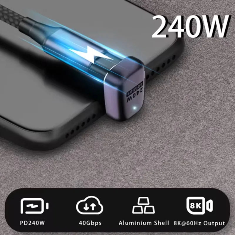 PD 240W 5A USB4.0 40Gbps Thunderbolt3 OTG Adapter 8K @ 60Hz type c USB C to Type-C 48V@5A Fast Charging Converter Data Adapter Oasis Select