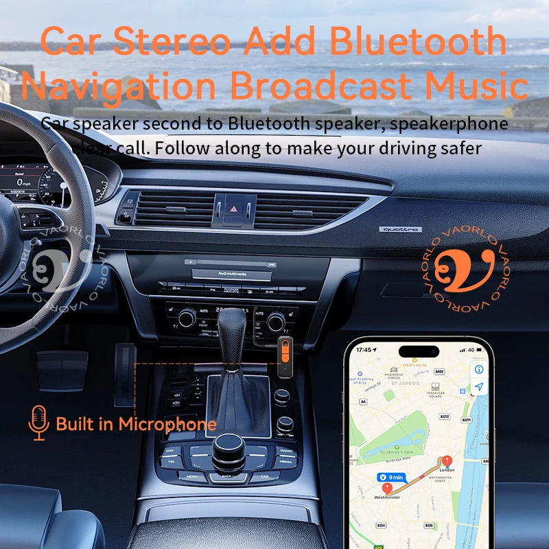 Bluetooth 5.4 Car Kit AUX Audio Adapter 2 IN 1 Receiver Transmitter Wireless HiFi Stereo Music 3.5MM With Mic Call For Speaker Oasis Select