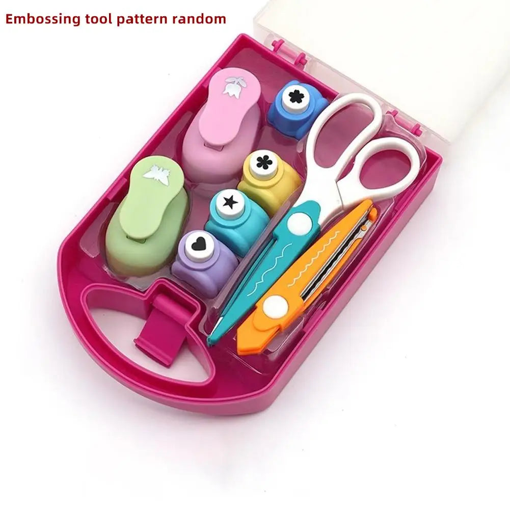 8pcs Creative Hole Punch Set Children's Hole Punch Scrapbooking Paper Punch Greeting Card Craft (Fixed pattern and random color) Oasis Select 01