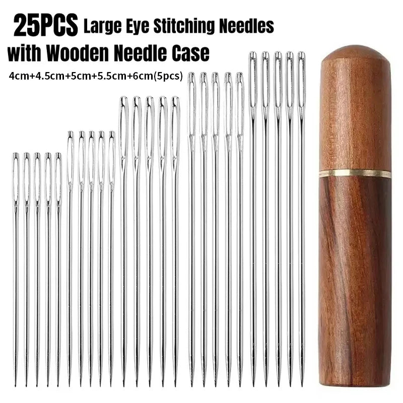 1/25/30Pcs Side Hole Blind Sewing Needles Stainless Steel Elderly Needles Hand Sewing Stitching Pin DIY Home SelfThreadingNeedle Oasis Select 2Style 25big eye