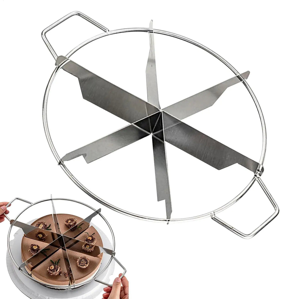 Cake Cutter Slicer Stainless Steel Pastry Portion Marker Pizza Pie Divider Even 6-8 Slices Cake Portioner Baking Tools Kitchen Oasis Select