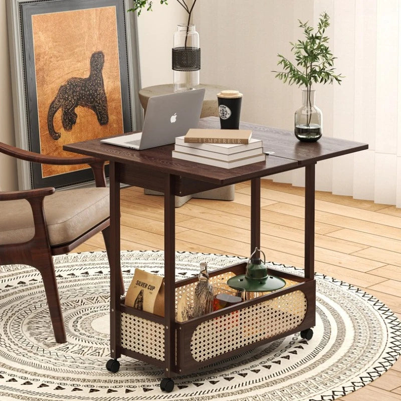 wheels movable multi-functional folding coffee table living room sofa side few solid wood tea table multi-purpose folding table Oasis Select