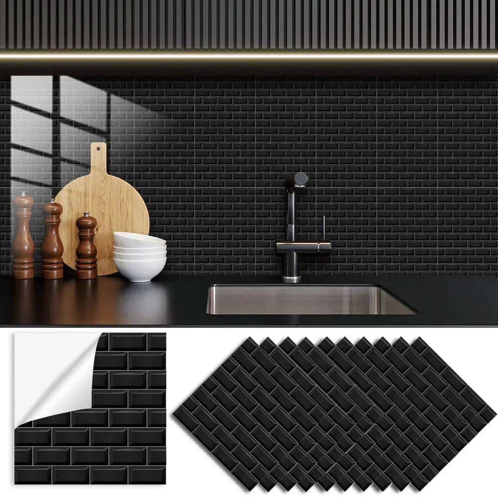 Grey Mosaic Pattern Home Decor Wall Stickers Kitchen Bathroom Refurbished Self-adhesive Paper Wall Decoration Oasis Select TS342 15x15cm-10 pieces