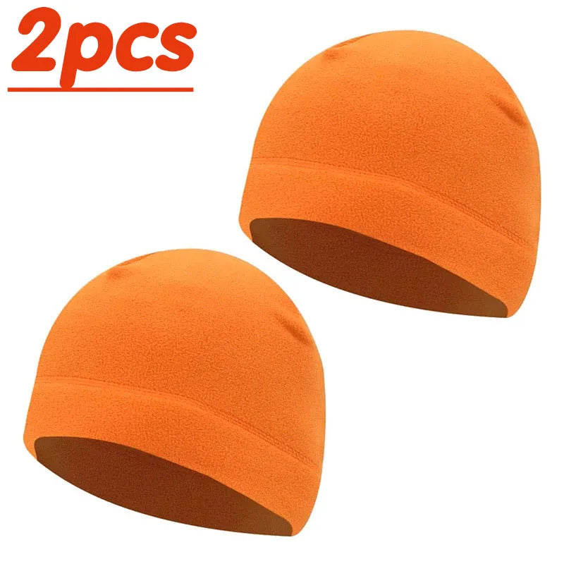 1/2pcs Men'S And Women'S Windproof Fleece Bean Hat For Autumn And Winter, Soft And Comfortable Skiing And Cycling Hat Oasis Select orange-2pcs